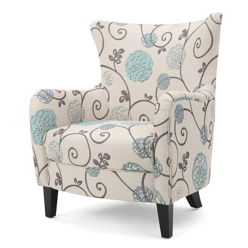 Modern Retro 30.25  High Back Upholstered Arm Chair with Wood Legs for Living Room