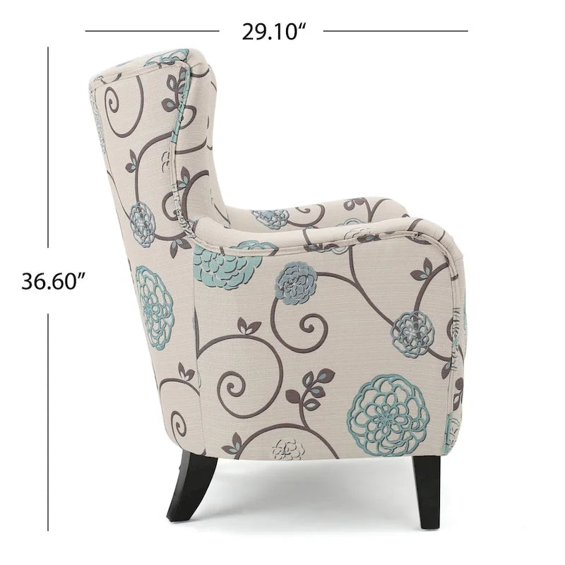 Modern Retro 30.25  High Back Upholstered Arm Chair with Wood Legs for Living Room