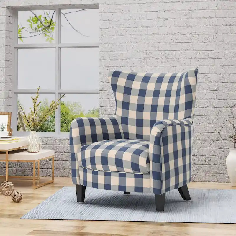 Modern Retro 30.25  High Back Upholstered Arm Chair with Wood Legs for Living Room