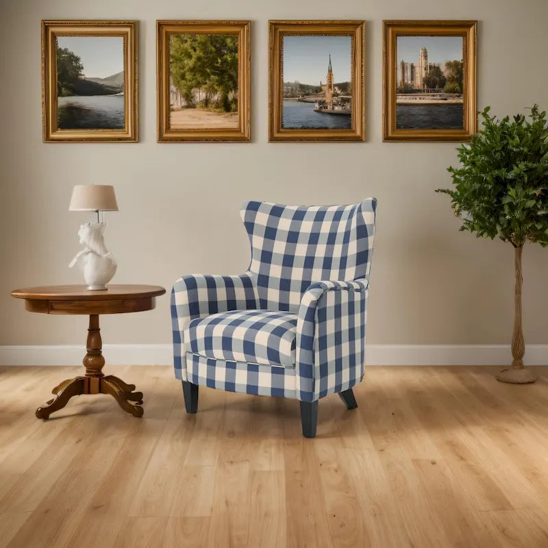 Modern Retro 30.25  High Back Upholstered Arm Chair with Wood Legs for Living Room