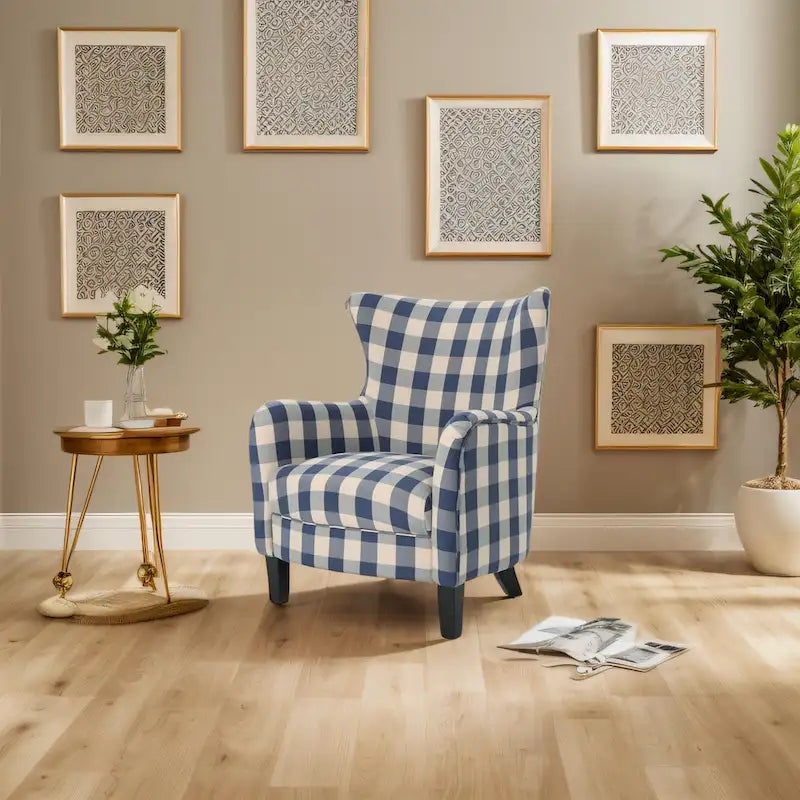 Modern Retro 30.25  High Back Upholstered Arm Chair with Wood Legs for Living Room