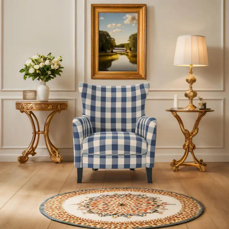 Modern Retro 30.25  High Back Upholstered Arm Chair with Wood Legs for Living Room