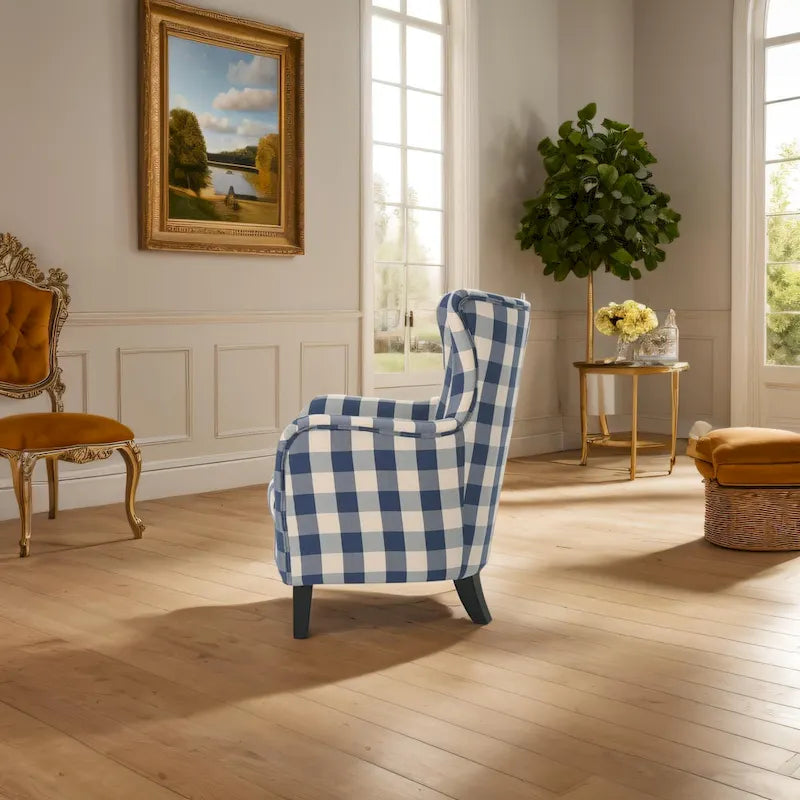 Modern Retro 30.25  High Back Upholstered Arm Chair with Wood Legs for Living Room