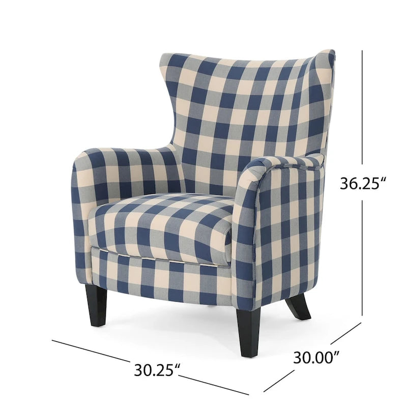 Modern Retro 30.25  High Back Upholstered Arm Chair with Wood Legs for Living Room