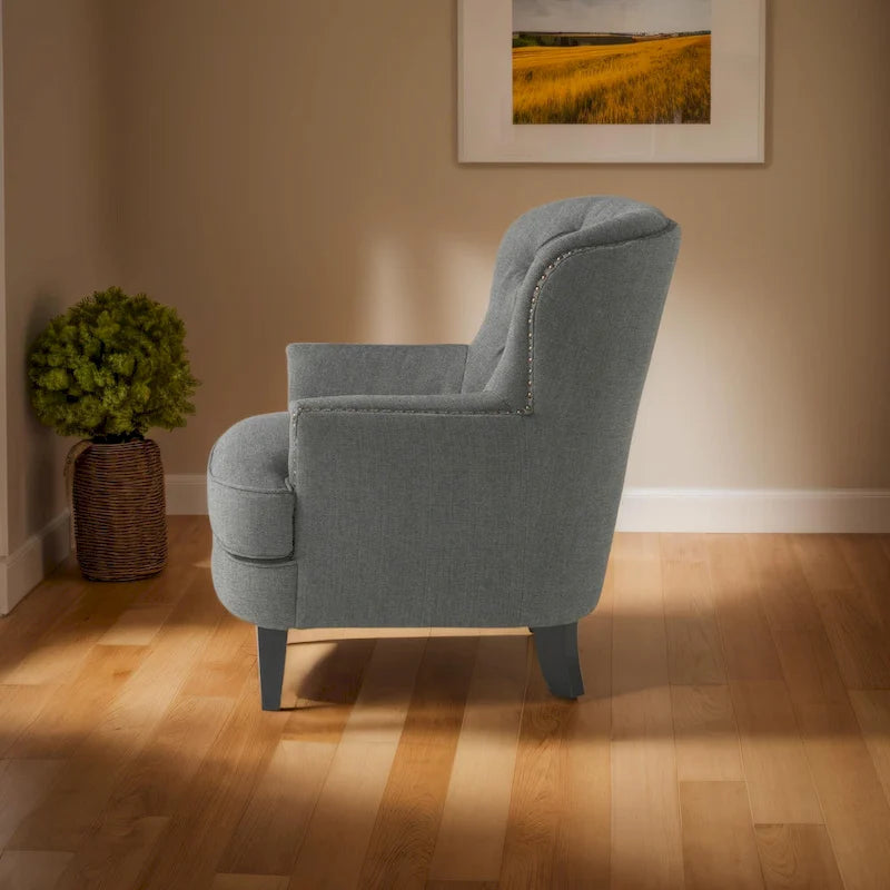 Modern 32.5  Upholstered Club Chair with Ottoman Set amd Nailheads for Living Room