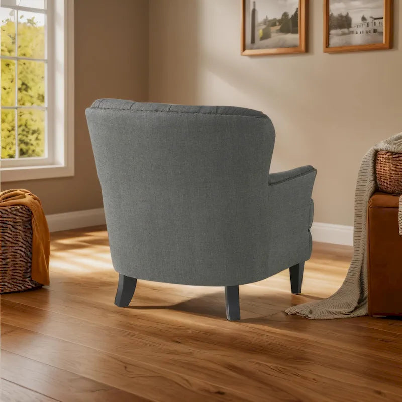 Modern 32.5  Upholstered Club Chair with Ottoman Set amd Nailheads for Living Room