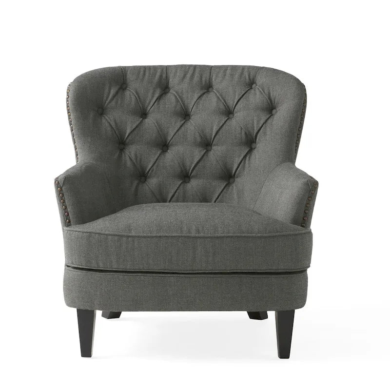 Modern 32.5  Upholstered Club Chair with Ottoman Set amd Nailheads for Living Room