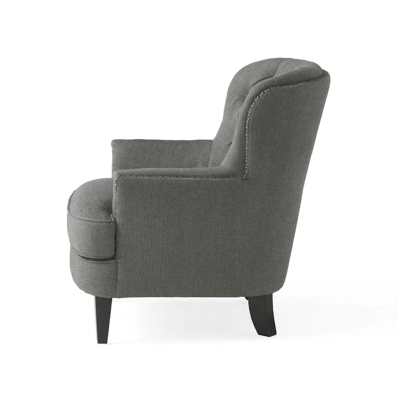 Modern 32.5  Upholstered Club Chair with Ottoman Set amd Nailheads for Living Room