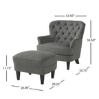 Modern 32.5  Upholstered Club Chair with Ottoman Set amd Nailheads for Living Room