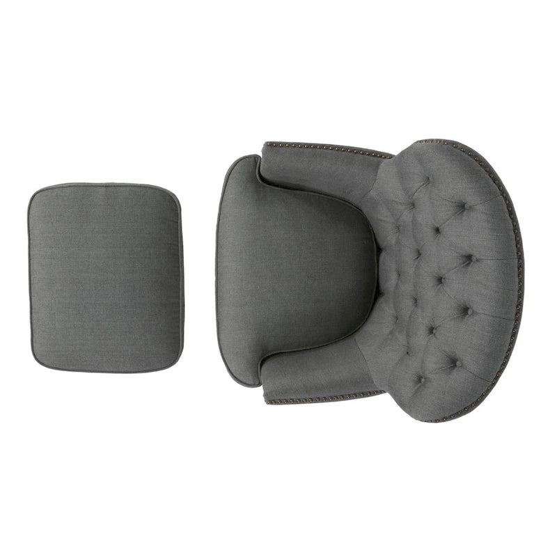 Modern 32.5  Upholstered Club Chair with Ottoman Set amd Nailheads for Living Room