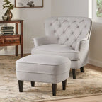 Modern 32.5  Upholstered Club Chair with Ottoman Set amd Nailheads for Living Room