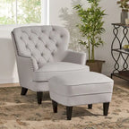 Modern 32.5  Upholstered Club Chair with Ottoman Set amd Nailheads for Living Room