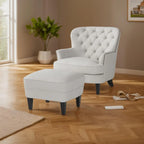 Modern 32.5  Upholstered Club Chair with Ottoman Set amd Nailheads for Living Room