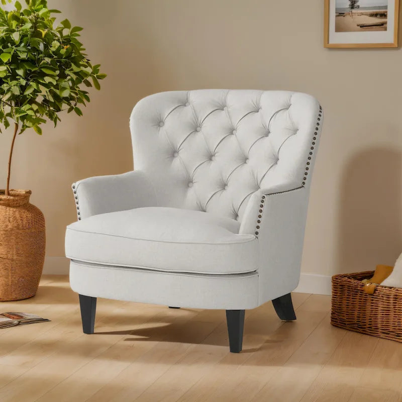 Modern 32.5  Upholstered Club Chair with Ottoman Set amd Nailheads for Living Room