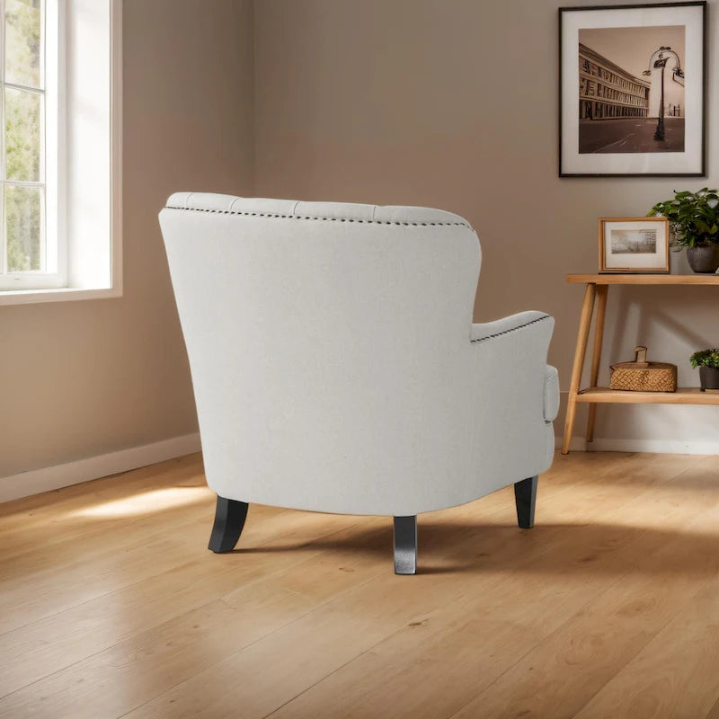 Modern 32.5  Upholstered Club Chair with Ottoman Set amd Nailheads for Living Room