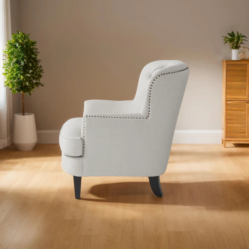 Modern 32.5  Upholstered Club Chair with Ottoman Set amd Nailheads for Living Room
