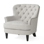Modern 32.5  Upholstered Club Chair with Ottoman Set amd Nailheads for Living Room