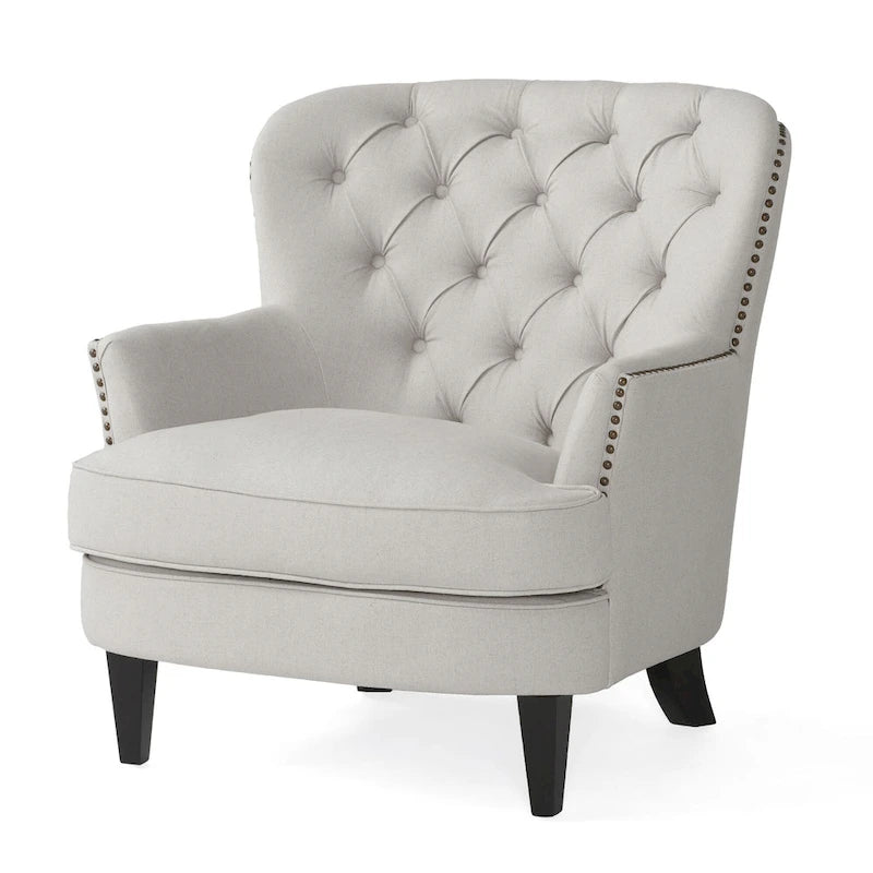 Modern 32.5  Upholstered Club Chair with Ottoman Set amd Nailheads for Living Room