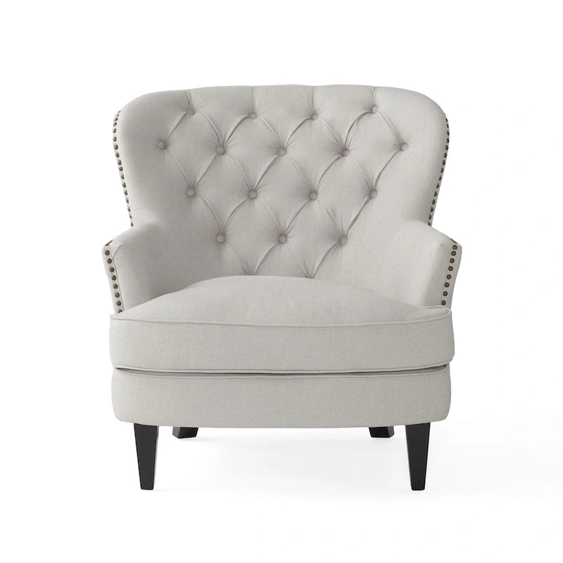 Modern 32.5  Upholstered Club Chair with Ottoman Set amd Nailheads for Living Room
