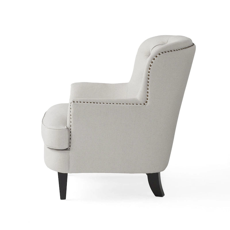 Modern 32.5  Upholstered Club Chair with Ottoman Set amd Nailheads for Living Room