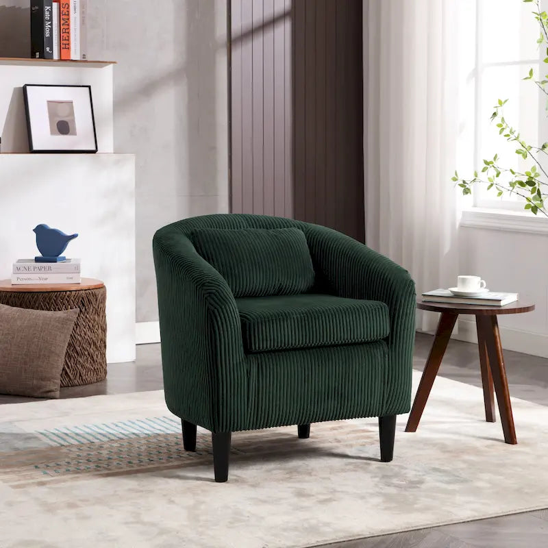 Modern 24.8  Upholstered Barrel Chair with Wood Legs and Pillows for Living Room