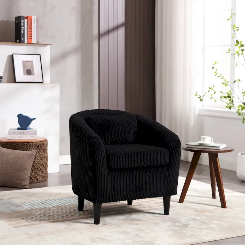 Modern 24.8  Upholstered Barrel Chair with Wood Legs and Pillows for Living Room