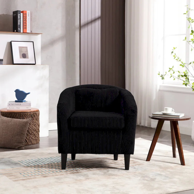 Modern 24.8  Upholstered Barrel Chair with Wood Legs and Pillows for Living Room