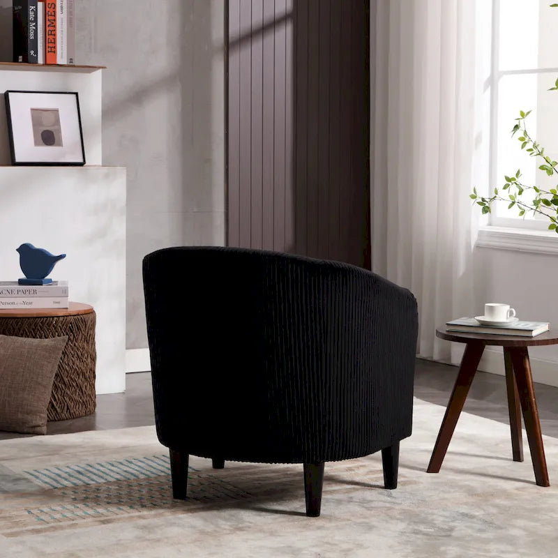 Modern 24.8  Upholstered Barrel Chair with Wood Legs and Pillows for Living Room