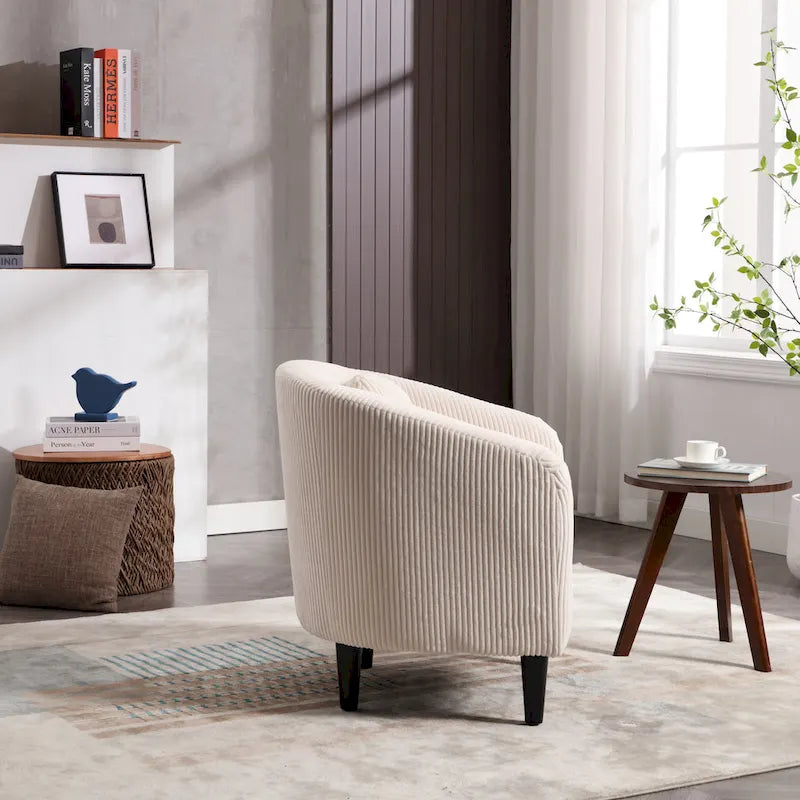 Modern 24.8  Upholstered Barrel Chair with Wood Legs and Pillows for Living Room