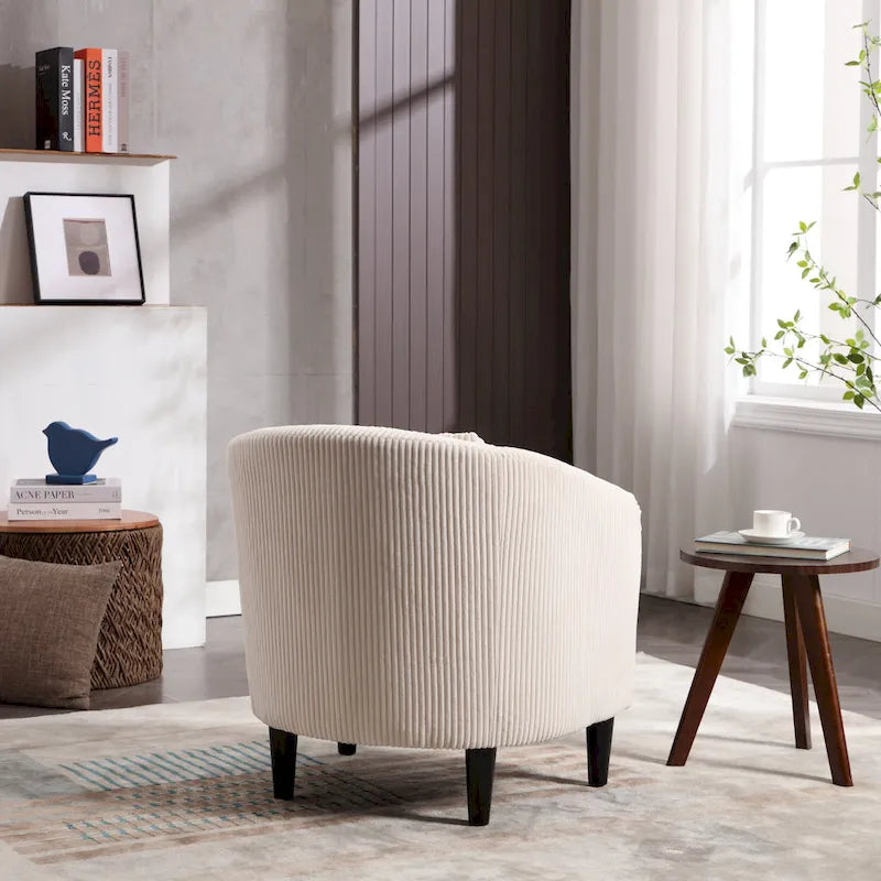 Modern 24.8  Upholstered Barrel Chair with Wood Legs and Pillows for Living Room
