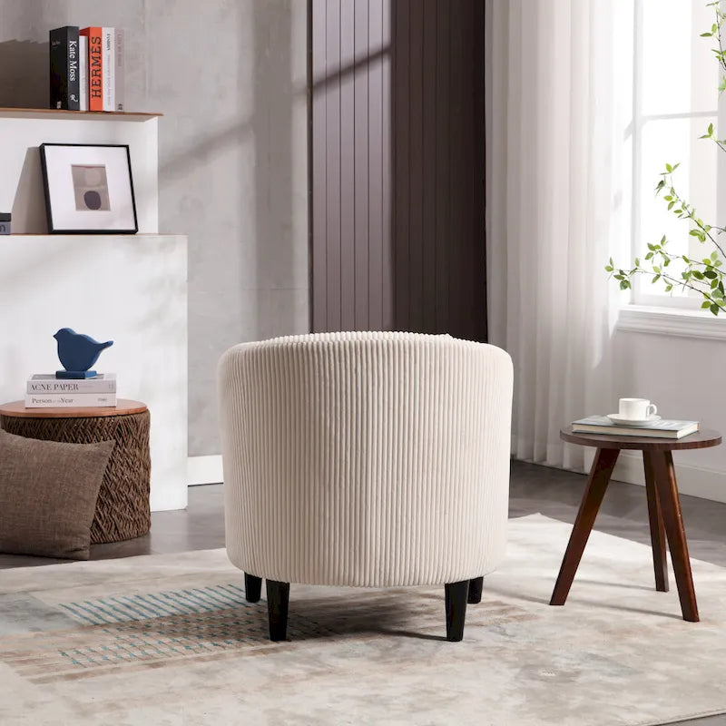 Modern 24.8  Upholstered Barrel Chair with Wood Legs and Pillows for Living Room