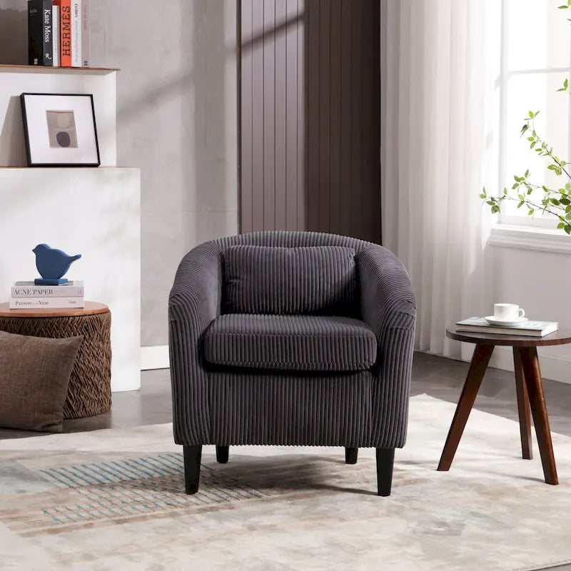 Modern 24.8  Upholstered Barrel Chair with Wood Legs and Pillows for Living Room