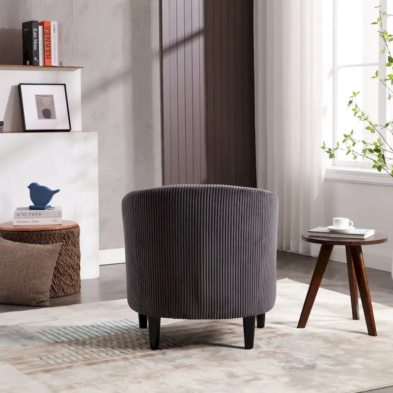 Modern 24.8  Upholstered Barrel Chair with Wood Legs and Pillows for Living Room