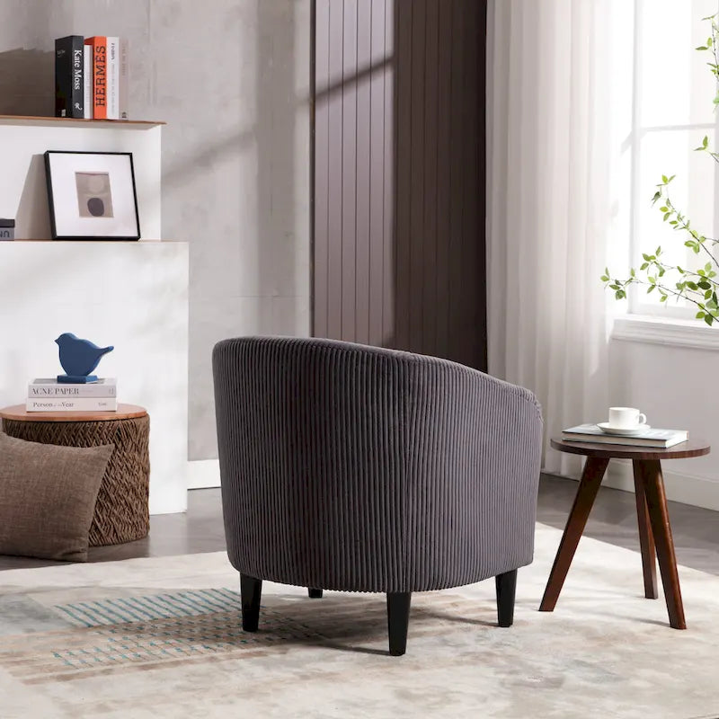 Modern 24.8  Upholstered Barrel Chair with Wood Legs and Pillows for Living Room