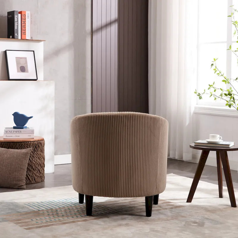 Modern 24.8  Upholstered Barrel Chair with Wood Legs and Pillows for Living Room