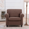 Brown Modern 37.4  Upholstered Accent Chair with Solid Wood Frame and Nailheads for Living Room