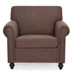 Brown Modern 37.4  Upholstered Accent Chair with Solid Wood Frame and Nailheads for Living Room