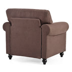 Brown Modern 37.4  Upholstered Accent Chair with Solid Wood Frame and Nailheads for Living Room