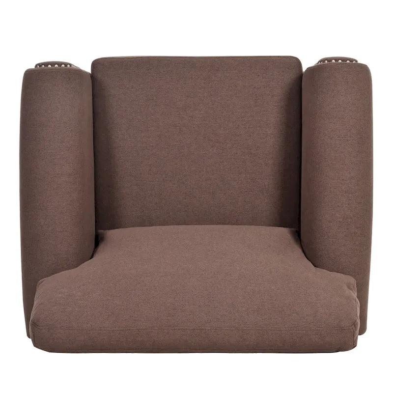 Brown Modern 37.4  Upholstered Accent Chair with Solid Wood Frame and Nailheads for Living Room