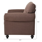 Brown Modern 37.4  Upholstered Accent Chair with Solid Wood Frame and Nailheads for Living Room