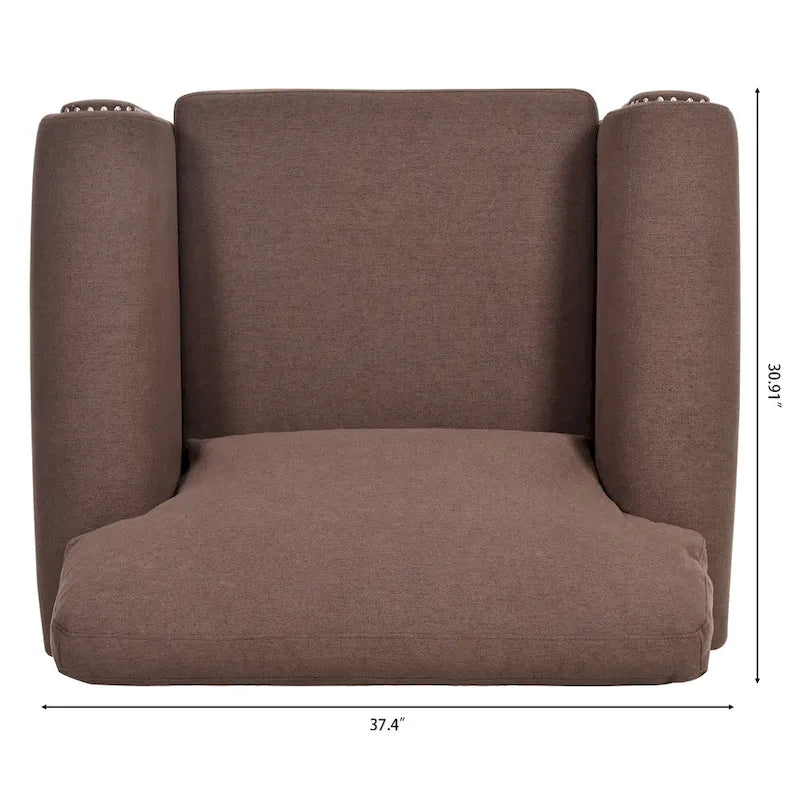 Brown Modern 37.4  Upholstered Accent Chair with Solid Wood Frame and Nailheads for Living Room