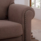 Brown Modern 37.4  Upholstered Accent Chair with Solid Wood Frame and Nailheads for Living Room