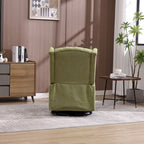 Olive Green Linen 360 Swivel Glider Rocker Manual Recliner with Button-tufted Backrest and Footrest for Living Room, Bedroom
