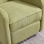Olive Green Linen 360 Swivel Glider Rocker Manual Recliner with Button-tufted Backrest and Footrest for Living Room, Bedroom