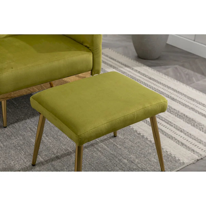 Olive Green 32.28  Tufted Accent Chair with Ottoman