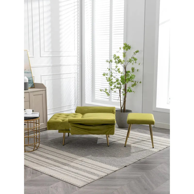 Olive Green 32.28  Tufted Accent Chair with Ottoman