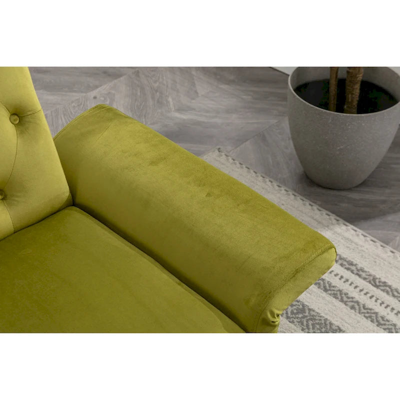 Olive Green 32.28  Tufted Accent Chair with Ottoman