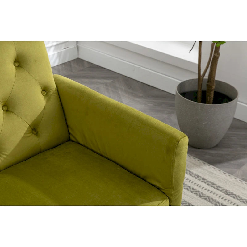 Olive Green 32.28  Tufted Accent Chair with Ottoman