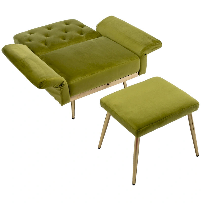 Olive Green 32.28  Tufted Accent Chair with Ottoman