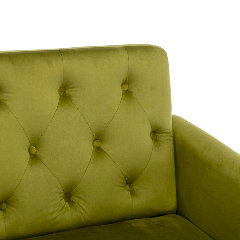 Olive Green 32.28  Tufted Accent Chair with Ottoman